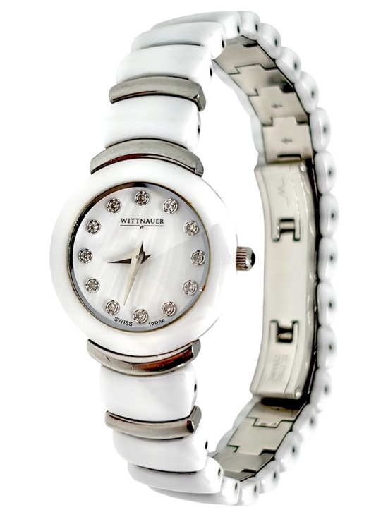 Wittnauer White Ceramic Diamond Luxury Watch Women’s Swiss Sapphire Crystal main image 5
